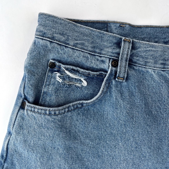 Wrangler Mid Light Wash High Waist Frayed Denim 90s Style Cut Off Shorts - Picture 10 of 11